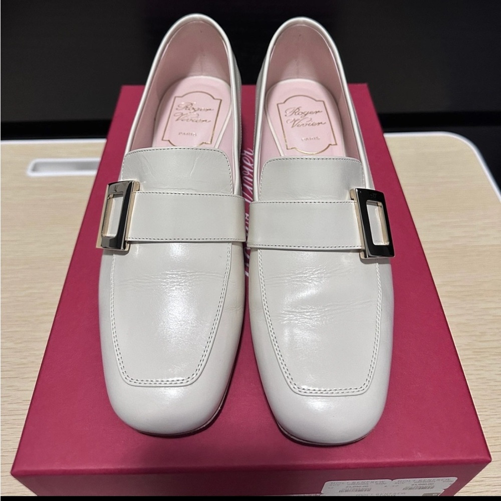 Roger Vivier silver mini buckle loafer heel